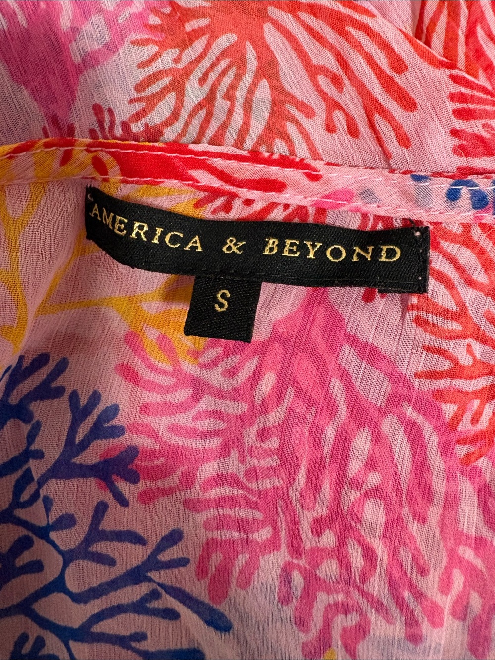 America & Beyond Coral Print Tassel Kimono Cover Up Beach Resort - Picture 9 of 11